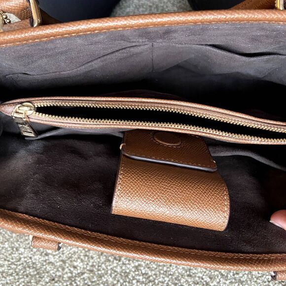 COACH MARGOT CARRYALL CROSSGRAIN LEATHER F57527 SATCHEL CROSSBODY BAG BROWN - Picture 6 of 12